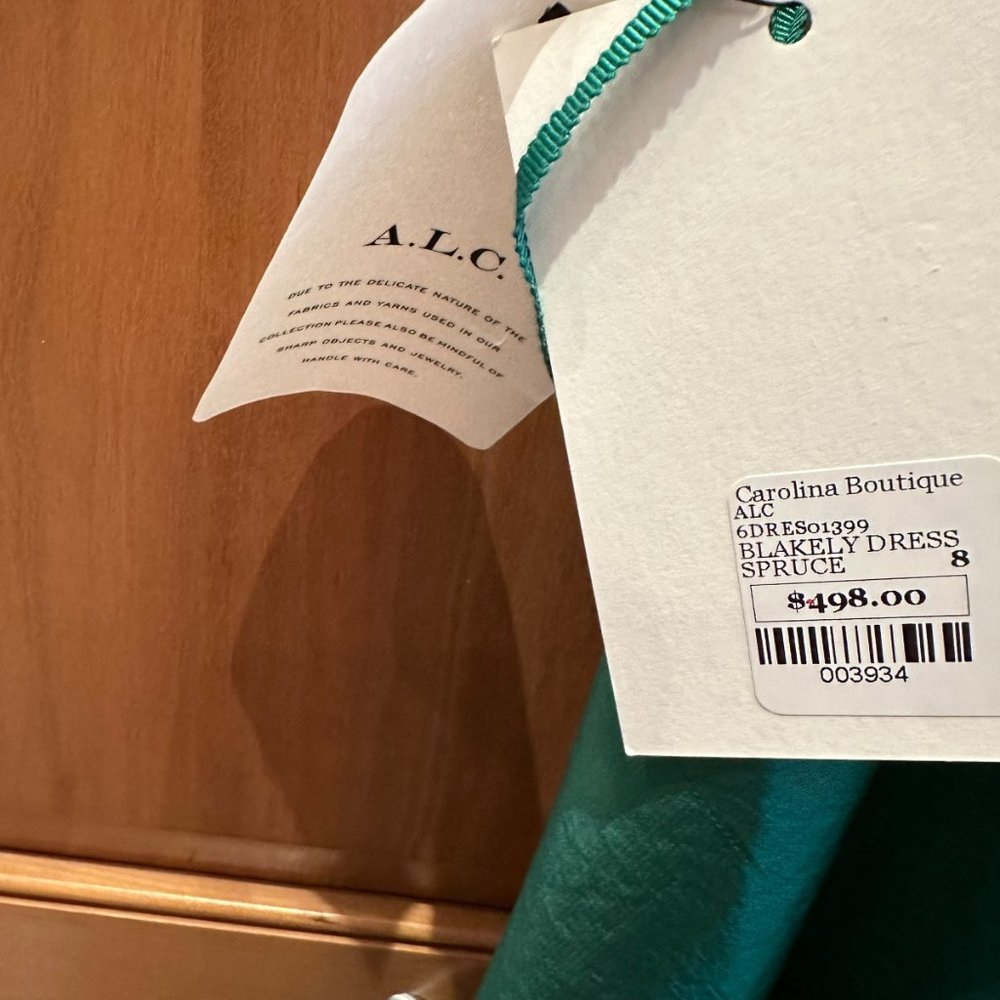 A.L.C. Emerald Green Satin Midi Dress - Picture 8 of 8